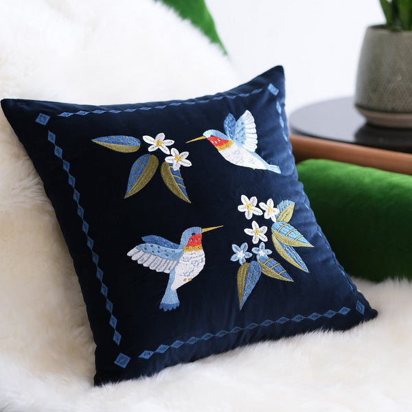 Large Modern Throw Pillows, Decorative Pillow Arrangement Ideas for Couch, Vintage Decorative Pillows, Embroidered Birds Cushion, Decorative Pillows for Couch-artworkcanvas