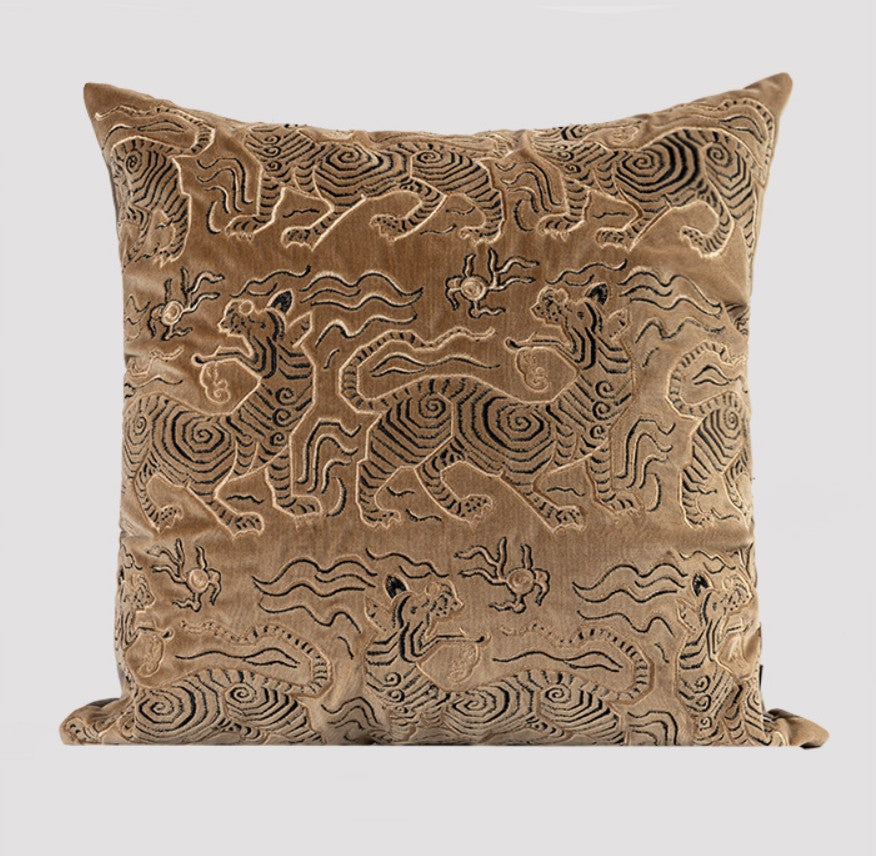 Contemporary Modern Sofa Pillows, Embroidery Tiger Pattern Pillows for Couch, Decorative Throw Pillows for Bedroom, Large Modern Sofa Pillow for Living Room-artworkcanvas