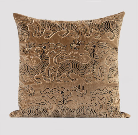 Contemporary Modern Sofa Pillows, Embroidery Tiger Pattern Pillows for Couch, Decorative Throw Pillows for Bedroom, Large Modern Sofa Pillow for Living Room-artworkcanvas
