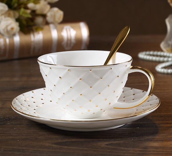 Elegant Ceramic Tea Cups, 6.8 oz Tea Cup and Saucer in Gift Box as Birthday Gift, Beautiful British Tea Cups, Creative Porcelain Tea Cup Set-artworkcanvas
