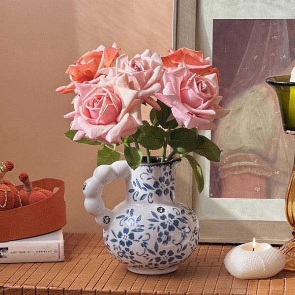 Rustic Porcelain Flower Vases, Ceramic Bud Vases, Unique Handmade Ceramic Vases, Small Flower Vases on Table-artworkcanvas
