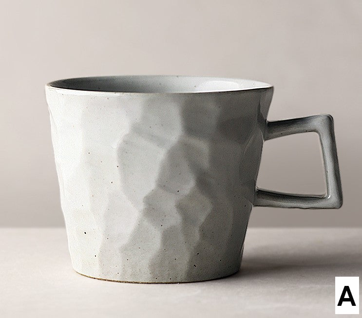 Modern Handmade Pottery Coffee Cup, Creative Brown White Black Blue Ceramic Coffee Mugs, Large Unique Tea Cup, Large Capacity Coffee Cups-artworkcanvas