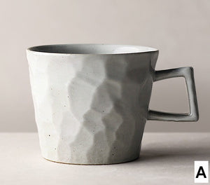 Modern Handmade Pottery Coffee Cup, Creative Brown White Black Blue Ceramic Coffee Mugs, Large Unique Tea Cup, Large Capacity Coffee Cups-artworkcanvas