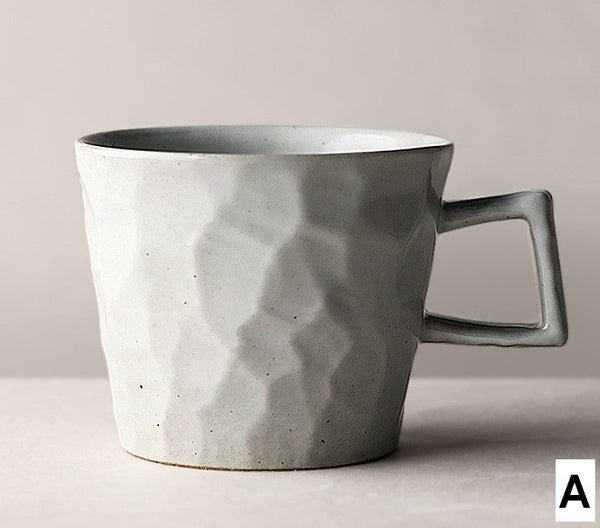 Modern Handmade Pottery Coffee Cup, Creative Brown White Black Blue Ceramic Coffee Mugs, Large Unique Tea Cup, Large Capacity Coffee Cups-artworkcanvas