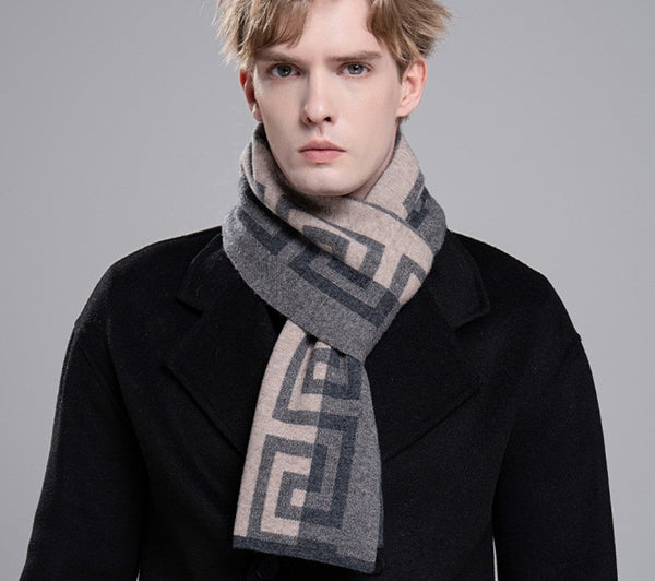 Wool Scarf for Gentleman, Gray Thick Wool Scarf, Black Business Formal Men Scarf Styles, Men's Winter Scarf, Casual Scarf Men, Men's Wool Scarf Winter, Red Fashion Scarf-artworkcanvas