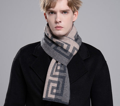 Wool Scarf for Gentleman, Gray Thick Wool Scarf, Black Business Formal Men Scarf Styles, Men's Winter Scarf, Casual Scarf Men, Men's Wool Scarf Winter, Red Fashion Scarf-artworkcanvas