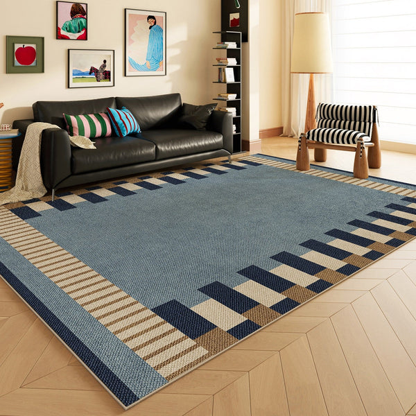 Geometric Modern Area Rugs, Modern Living Room Rug Ideas, Mid Century Contemporary Rugs, Blue Modern Rugs for Dining Room-artworkcanvas