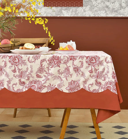 Extra Large Rectangle Tablecloth for Dining Room Table, Country Farmhouse Tablecloth, Flowers Pattern Rustic Table Covers for Kitchen, Square Tablecloth for Round Table-artworkcanvas