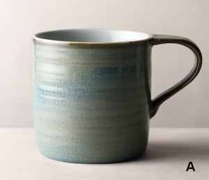 Large Modern Handmade Pottery Coffee Cup, Large Capacity Coffee Mugs, Creative Handmade Coffee Mugs, Blue Green Black Ceramic Coffee Mugs-artworkcanvas