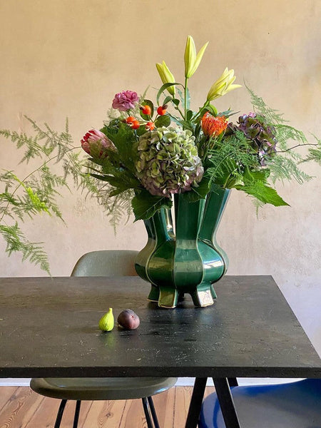Unique Handmade Modern Flower Vase, Centerpiece Ceramic Bouquet Vases, Contemporary Vases on Dining Table, Green Porcelain Vases for Modern Home Decor-artworkcanvas