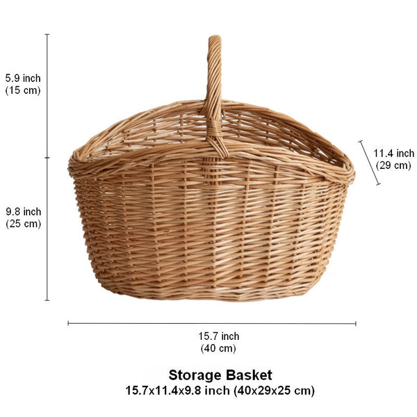 Wicker Storage Basket, Large Picnic Food Basket with Handle, Lovely Willow Weaving Baskets for Vegetable, Natural Fruit Basket, Natural Hand-woven Kitchen Storage Baskets-artworkcanvas
