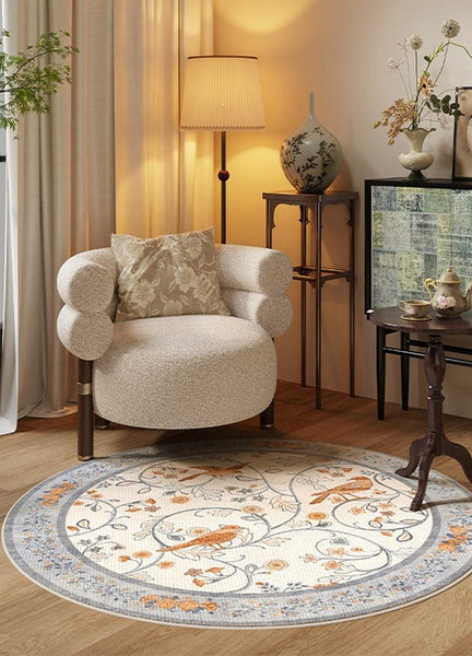 Dining Room Contemporary Round Rugs, Bedroom Modern Round Rugs, Modern Rug Ideas for Living Room, Circular Modern Rugs under Chairs-artworkcanvas