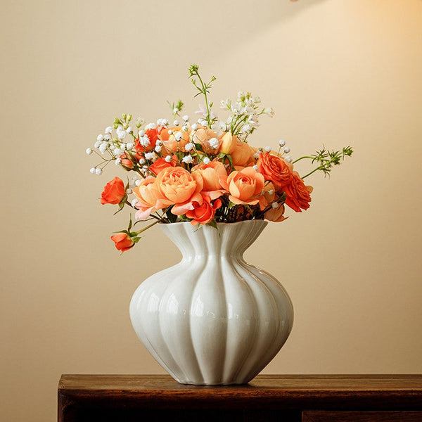 Modern Flower Vase Centerpiece on Table, Handmade Water Holding Flower Vases, Porcelain Flower Vases, Ceramic Bouquet Vases-artworkcanvas