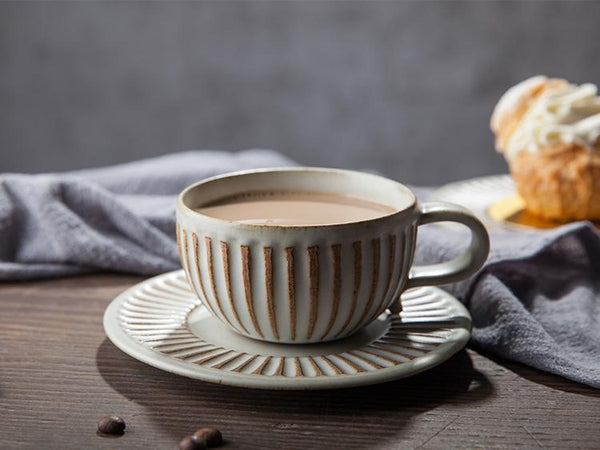 Breakfast Milk Cups, Latte Coffee Cup, 8 oz Coffee Cup and Saucer Set，Cappuccino Coffee Mug-artworkcanvas