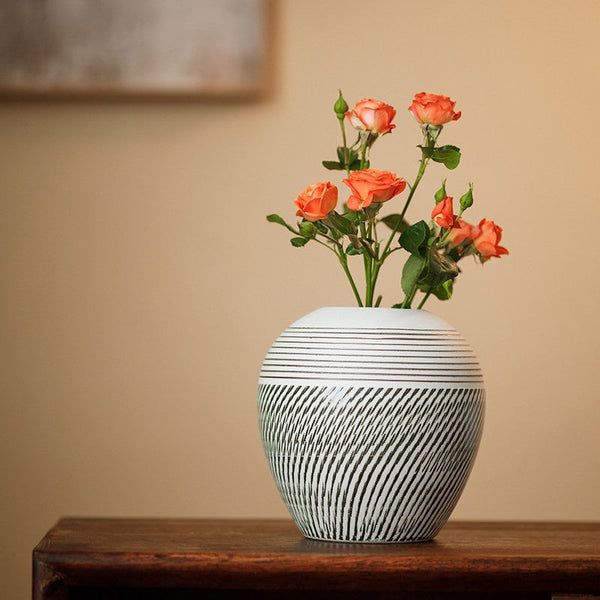 Pottery Flower Vases Urn, Modern Bouquet Flower Vases, Centerpiece on Dining Table, Large Flower Vase on Table, Handmade Water Holding Flower Vases-artworkcanvas