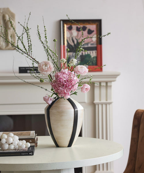 Centerpiece Ceramic Bouquet Vases, Porcelain Vases for Modern Home Decor, Large Contemporary Vases on Dining Table, Handmade Modern Flower Vase-artworkcanvas