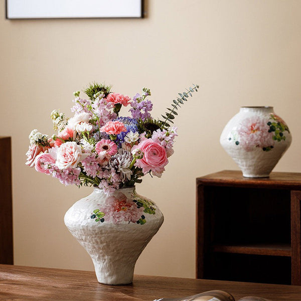 Modern Porcelain Flower Vases, Flower Vases on Table, Handmade Water Holding Flower Vases, Centerpiece on Dining Table, Ceramic Bouquet Vases-artworkcanvas