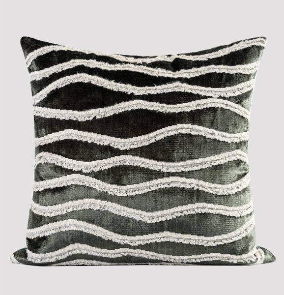 Large Simple Throw Pillow for Bedroom, Contemporary Pillows, Abstract Decorative Throw Pillows, Green Square Modern Throw Pillows for Couch-artworkcanvas