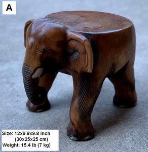 Elephant Wooden Stool, Elephant Sofa Stool, Dining Table Stool, Handmade Solid Wood low Stool, Creative Shoe-changing Stool-artworkcanvas