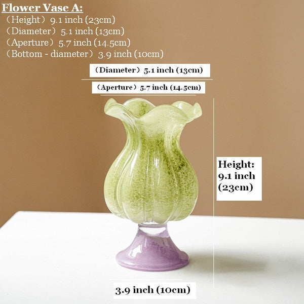 Modern Glass Vase for Flowers, Mid Century Glass Vases, Handmade Modern Vases for Living Room, Unique Decorative Glass Vase, Centerpiece Contemporary Vases on Table-artworkcanvas