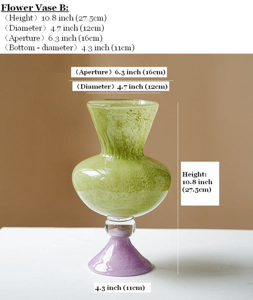 Modern Glass Vase for Flowers, Mid Century Glass Vases, Handmade Modern Vases for Living Room, Unique Decorative Glass Vase, Centerpiece Contemporary Vases on Table-artworkcanvas