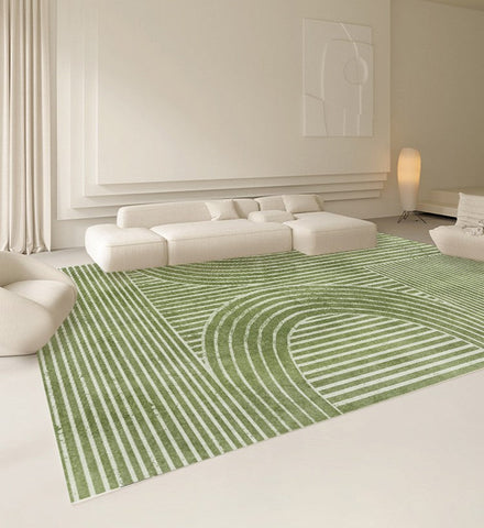 Modern Living Room Rugs, Green Thick Soft Modern Rugs for Living Room, Dining Room Modern Rugs, Contemporary Rugs for Bedroom-artworkcanvas