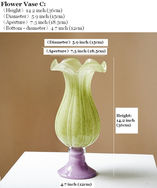 Centerpiece Contemporary Vases on Table, Modern Glass Vase for Flowers, Mid Century Glass Vases, Handmade Modern Vases for Living Room, Unique Decorative Glass Vase-artworkcanvas