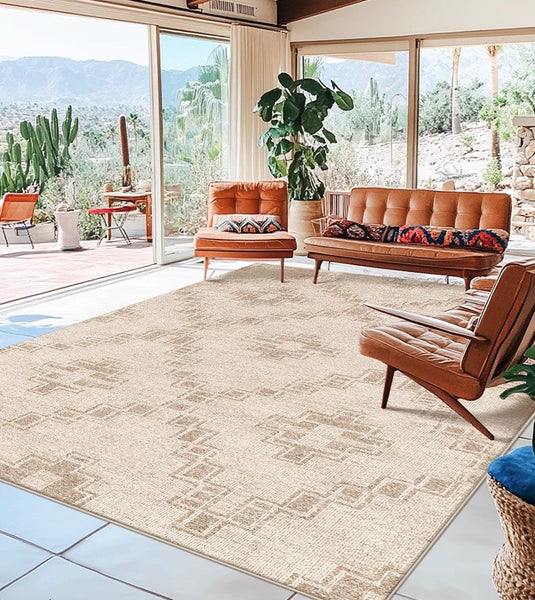 Contemporary Abstract Rugs under Dining Room Table, Modern Geometric Carpets for Bedroom, Modern Living Room Rug Placement Ideas-artworkcanvas