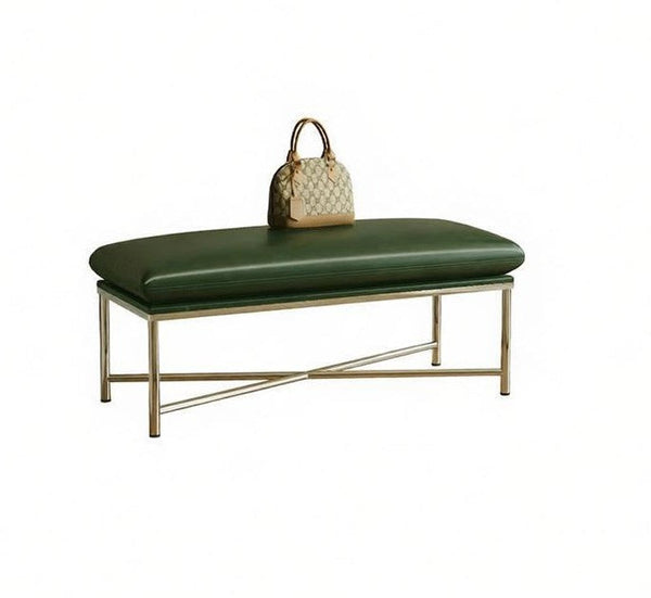 Narrow Entryway Bench, Modern Shoe Changing Ottoman, Mid-Century Hall Bench, Luxury Genuine Leather Entry Bench, Upholstered Shoe Bench, Contemporay Bedroom Bench-artworkcanvas