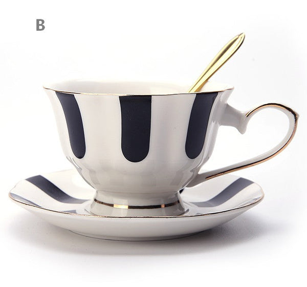Elegant Ceramic Coffee Cups, Beautiful British Tea Cups, Unique Porcelain Cup and Saucer, Creative Porcelain Tea Cup Set-artworkcanvas