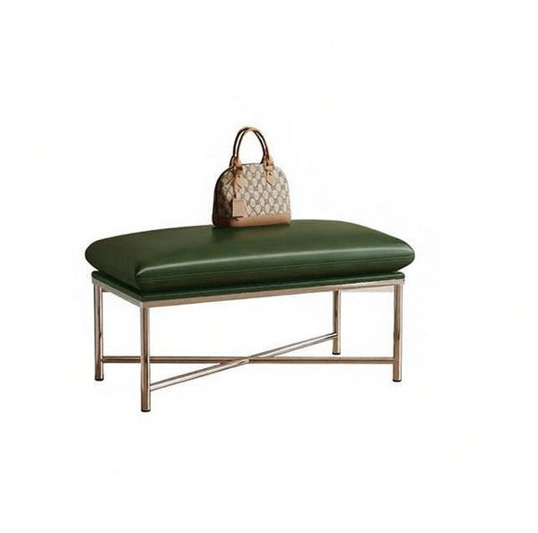 Narrow Entryway Bench, Modern Shoe Changing Ottoman, Mid-Century Hall Bench, Luxury Genuine Leather Entry Bench, Upholstered Shoe Bench, Contemporay Bedroom Bench-artworkcanvas