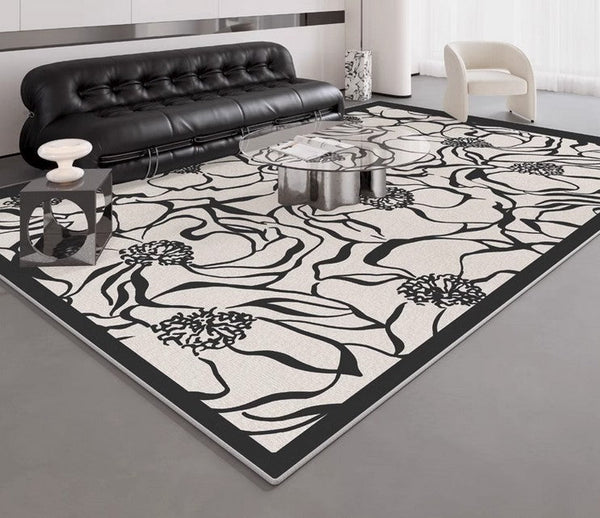 Flower Pattern Contemporary Modern Rugs, Modern Rugs for Living Room, Abstract Contemporary Rugs Next to Bed, Modern Rugs for Dining Room-artworkcanvas