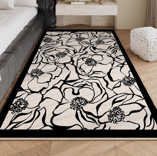 Flower Pattern Contemporary Modern Rugs, Modern Rugs for Living Room, Abstract Contemporary Rugs Next to Bed, Modern Rugs for Dining Room-artworkcanvas