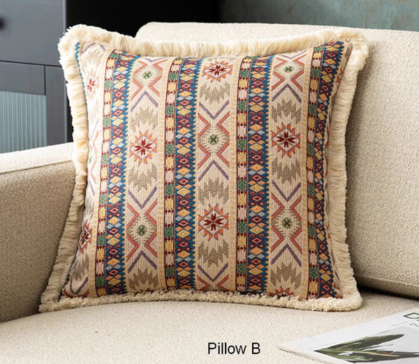 Large Bohemian Decorative Sofa Pillows for Living Room, Modern Geometric Pillows, Decorative Throw Pillows for Bedroom, Oriental Throw Pillow for Couch-artworkcanvas