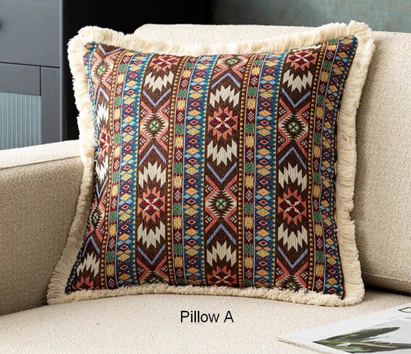Large Bohemian Decorative Sofa Pillows for Living Room, Modern Geometric Pillows, Decorative Throw Pillows for Bedroom, Oriental Throw Pillow for Couch-artworkcanvas