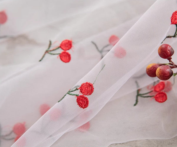 Extra Large Rectangular Tablecloth for Oval Table, Rectangular Table Covers for Coffee Table, Cherry Lace Tablecloths, Lace Embroidered Table Covers-artworkcanvas