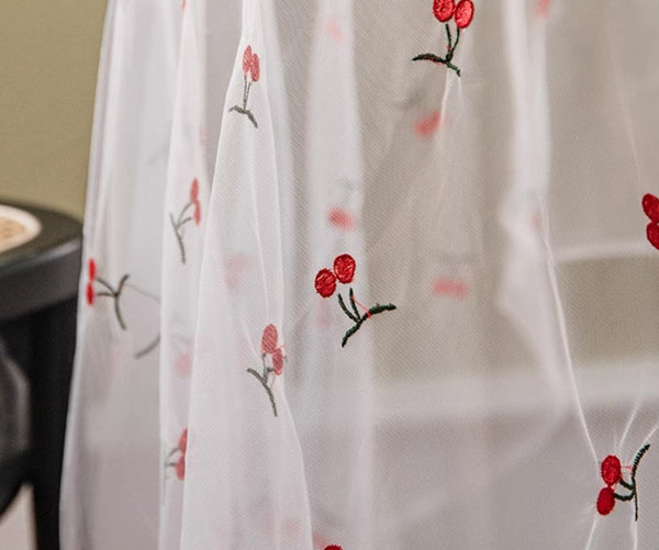 Extra Large Rectangular Tablecloth for Oval Table, Rectangular Table Covers for Coffee Table, Cherry Lace Tablecloths, Lace Embroidered Table Covers-artworkcanvas