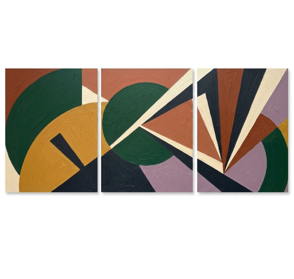 Modern Paintings for Mid Century Living Room, Multi Panel Canvas Paintings, Geometric Abstract Art-artworkcanvas