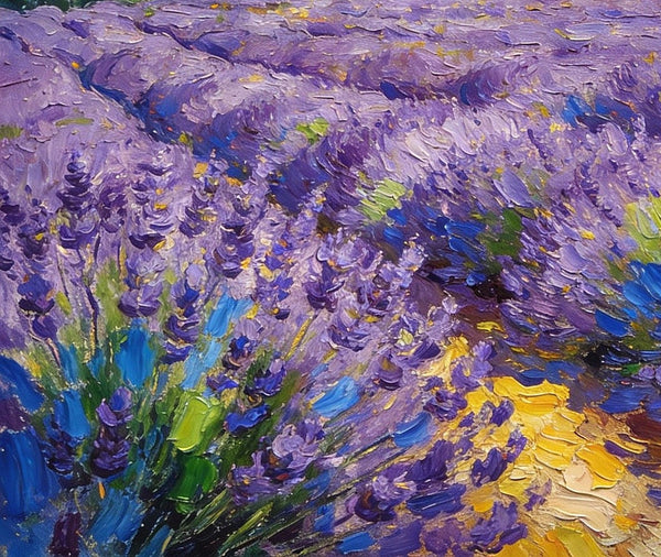 Provence - Lavender Fields and a Slumbering Village, Impasto Paintings, Original Small Paintings on Canvas, Small Oil Paintings, Hand Painted Canvas Art, Landscape Canvas Paintings-artworkcanvas