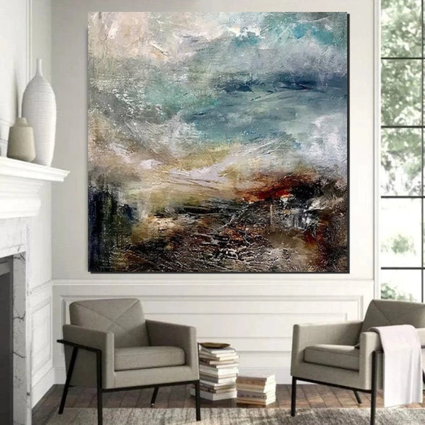Modern Contemporary Abstract Artwork, Extra Large Wall Art Paintings, Acrylic Painting for Dining Room, Palette Knife Painting, Heavy Texutre Wall Art