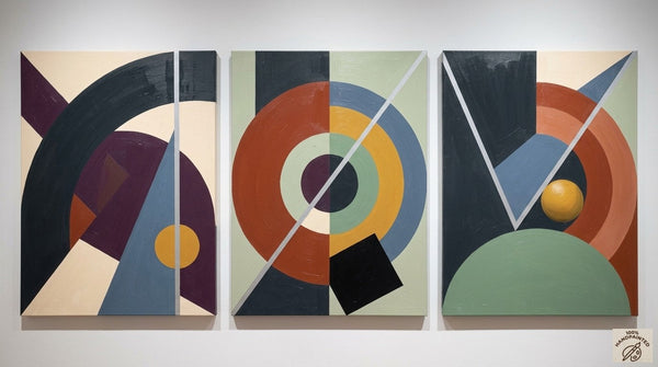 Large Group Paintings for Living Room, Multi Panel Canvas Artwork, Geometric Modern Paintings, Original Abstract Art-artworkcanvas