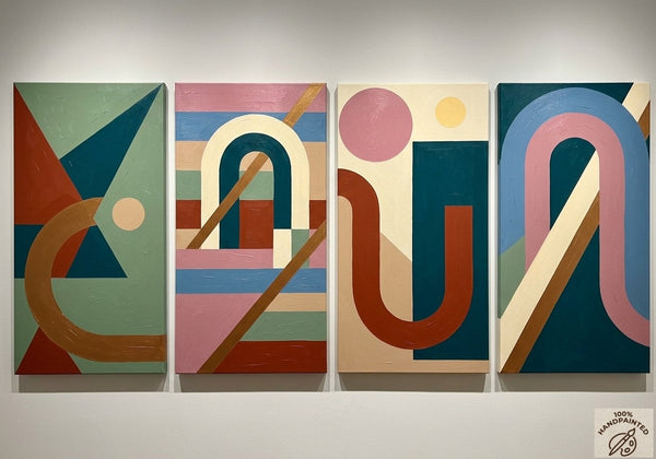Hand Painted Canvas Art, Multi Panel Wall Painting, Modern Contemporary Paintings, Geometric Abstract Paintings-artworkcanvas
