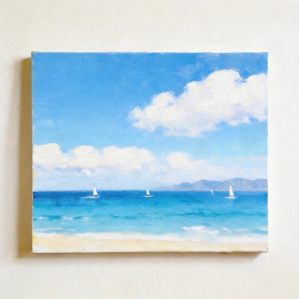 Hand Painted Canvas Art, Original Seascape Paintings, Impressions of a Sunny Seaside Day, Original Oil Paintings, Buy Small Artwork Online, Small Canvas Wall Art Paintings-artworkcanvas