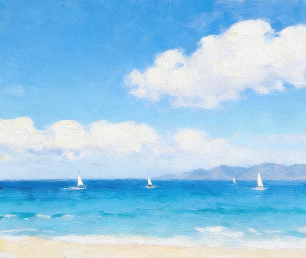 Hand Painted Canvas Art, Original Seascape Paintings, Impressions of a Sunny Seaside Day, Original Oil Paintings, Buy Small Artwork Online, Small Canvas Wall Art Paintings-artworkcanvas