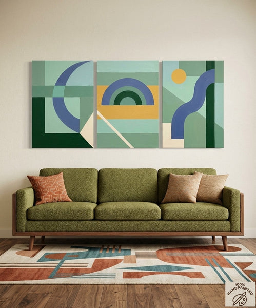 Large Group Paintings for Living Room, Multi Panel Canvas Artwork, Geometric Modern Paintings, Original Abstract Art-artworkcanvas