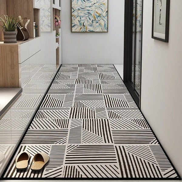 Geometric Modern Long Hallway Runners, Long Hallway Runners, Non Slip Entryway Runner Rug Ideas, Contepmorary Runner Rugs, Extra Long Narrow Runner Rugs-artworkcanvas