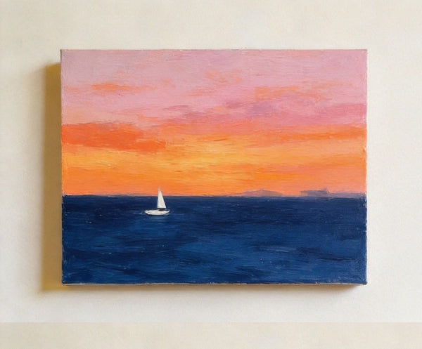 Quiet Evening Seaview, Hand Painted Canvas Art, Small Canvas Artwork, Original Seascape Paintings, Original Oil Paintings, Buy Small Paintings Online-artworkcanvas