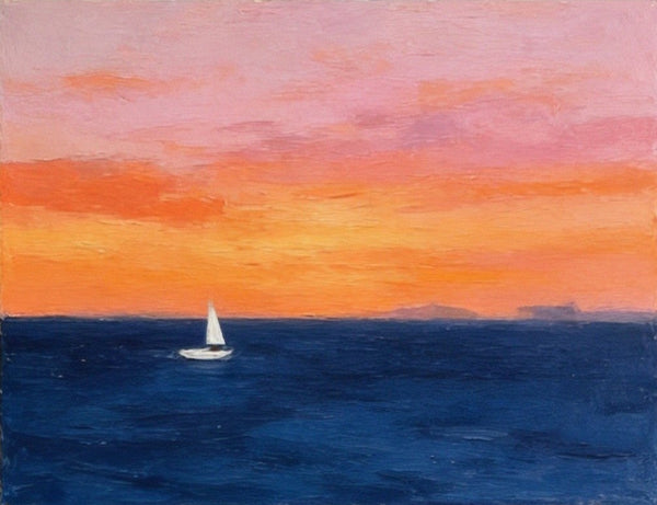 Quiet Evening Seaview, Hand Painted Canvas Art, Small Canvas Artwork, Original Seascape Paintings, Original Oil Paintings, Buy Small Paintings Online-artworkcanvas