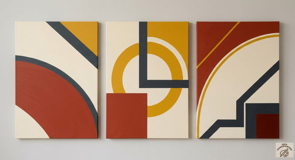 Multi Panel Group Paintings for Bedroom, Large Canvas Artwork, Geometric Modern Paintings, Original Abstract Art-artworkcanvas