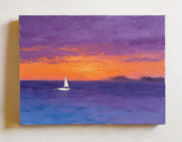 Hand Painted Canvas Art, Quiet Evening Seaview, Original Seascape Paintings, Original Oil Paintings, Buy Small Paintings Online, Small Canvas Artwork-artworkcanvas